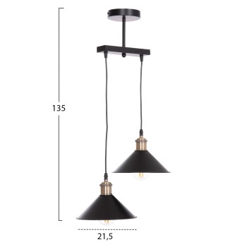 CEILING PENDANT 2-LIGHT BELL FK7531.11 BLACK METAL-BRONZE SOCKET Φ21,5x135Hcm. CEILING PENDANT 2-LIGHT BELL FK7531.11 BLACK METAL-BRONZE SOCKET Φ21,5x135Hcm.