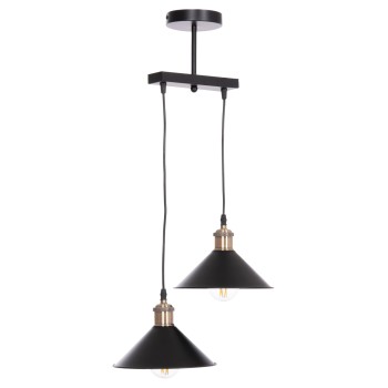 CEILING PENDANT 2-LIGHT BELL FK7531.11 BLACK METAL-BRONZE SOCKET Φ21,5x135Hcm.