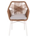 DINING ARMCHAIR TOPIN FK6048.11 ALUMINUM WHITE-P.E. RATTAN BEIGE 59x63x81Hcm DINING ARMCHAIR TOPIN FK6048.11 ALUMINUM WHITE-P.E. RATTAN BEIGE 59x63x81Hcm
