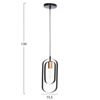 CEILING PENDANT LAMP BIUT FK7537.11 BLACK METAL-GOLD SOCKET 15.5x4x130Hcm. CEILING PENDANT LAMP BIUT FK7537.11 BLACK METAL-GOLD SOCKET 15.5x4x130Hcm.