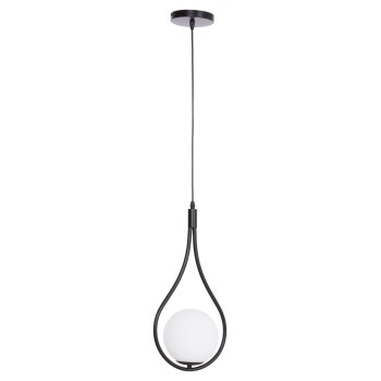 CEILING PENDANT LAMP DROPLET FK7503.11 METAL IN BLACK-MILKY WHITE GLOBE BULB 23.5x12x147Hcm.