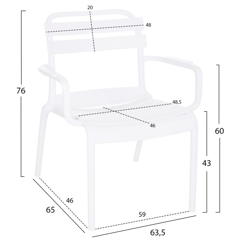 POLYPROPYLENE LOUNGE ARMCHAIR KORVER FK6333.01 WHITE 63.5x65x76Hcm. POLYPROPYLENE LOUNGE ARMCHAIR KORVER FK6333.01 WHITE 63.5x65x76Hcm.