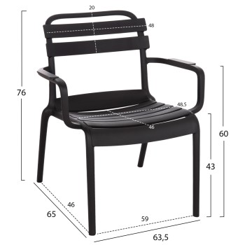 POLYPROPYLENE LOUNGE ARMCHAIR KORVER FK6333.02 BLACK 63.5x65x76Hcm. POLYPROPYLENE LOUNGE ARMCHAIR KORVER FK6333.02 BLACK 63.5x65x76Hcm.