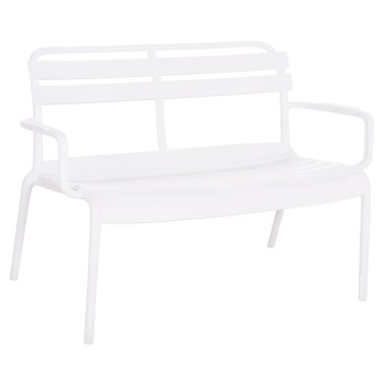 POLYPROPYLENE 2-SEATER BENCH KORVER FK6332.01 WHITE 113x65x76Hcm.