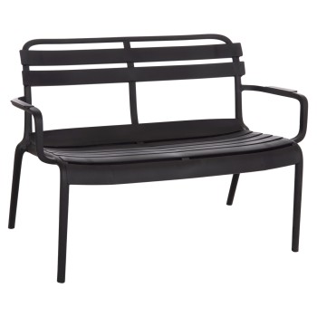 POLYPROPYLENE 2-SEATER BENCH KORVER FK6332.02 BLACK 113x65x76Hcm.