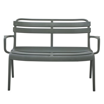 POLYPROPYLENE 2-SEATER BENCH KORVER FK6332.05 DARK OLIVE GREEN 113x65x76Hcm.