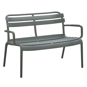 POLYPROPYLENE 2-SEATER BENCH KORVER FK6332.05 DARK OLIVE GREEN 113x65x76Hcm.