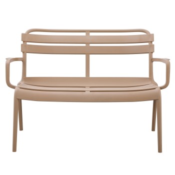 POLYPROPYLENE 2-SEATER BENCH KORVER FK6332.04 CAPPUCCINO 113x65x76Hcm.