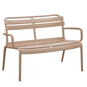 POLYPROPYLENE 2-SEATER BENCH KORVER FK6332.04 CAPPUCCINO 113x65x76Hcm.