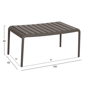 OUTDOOR COFFEE TABLE KORVER FK6334.05 POLYPROPYLENE IN DARK OLIVE 100x60x46Hcm.