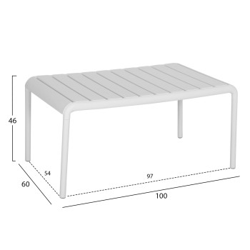 OUTDOOR COFFEE TABLE KORVER FK6334.01 POLYPROPYLENE IN WHITE 100x60x46Hcm.