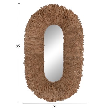 WALL MIRROR IN OVAL SHAPE FK4711 SISAL FIBERS FRAME IN NATURAL COLOR 95x60x15(thickness) cm. WALL MIRROR IN OVAL SHAPE FK4711 SISAL FIBERS FRAME IN NATURAL COLOR 95x60x15(thickness) cm.