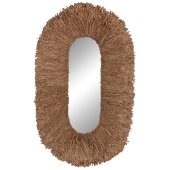 WALL MIRROR IN OVAL SHAPE FK4711 SISAL FIBERS FRAME IN NATURAL COLOR 95x60x15(thickness) cm.