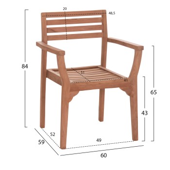 OUTDOOR DINING CHAIR ERMIONI FK18129 TEAK WOOD--NATURAL COLOR 60x59x84Hcm. OUTDOOR DINING CHAIR ERMIONI FK18129 TEAK WOOD--NATURAL COLOR 60x59x84Hcm.