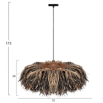 CEILING PENDANT LAMP ORDEM FK4715 SISAL & BANANA FIBERS CAP--BLACK & NATURAL Φ75cm CEILING PENDANT LAMP ORDEM FK4715 SISAL & BANANA FIBERS CAP--BLACK & NATURAL Φ75cm