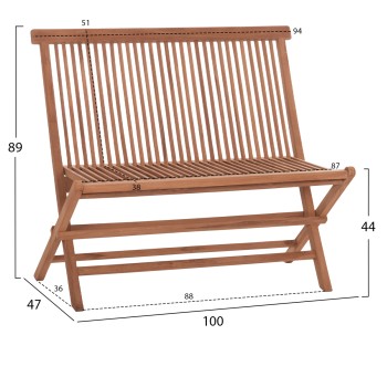 BENCH KENDALL FK18128 FOLDABLE MADE OF TEAK WOOD IN NATURAL COLOR 100x47x89Hcm. BENCH KENDALL FK18128 FOLDABLE MADE OF TEAK WOOD IN NATURAL COLOR 100x47x89Hcm.
