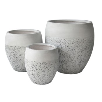 GARDEN PLANTERS SET 3PCS SERIES GARDENER FK4718 FIBERCLAY IN WHITE Φ55x54Hcm.