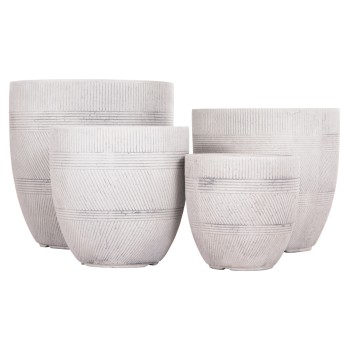 GARDEN PLANTERS ROUND SET 4PCS SERIES GARDENER FK4719 FIBERCLAY--IN CEMENT COLOR Φ44x43Hcm.