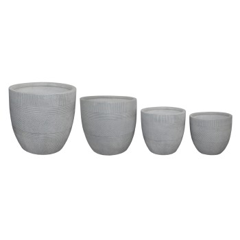 GARDEN PLANTERS ROUND SET 4PCS SERIES GARDENER FK4719 FIBERCLAY--IN CEMENT COLOR Φ44x43Hcm.