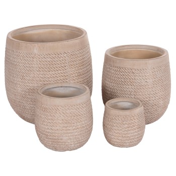 GARDEN PLANTERS ROUND SET 4PCS GARDENER FK4722 FIBERCLAY--IVORY CEMENT Φ54x54Hcm. GARDEN PLANTERS ROUND SET 4PCS GARDENER FK4722 FIBERCLAY--IVORY CEMENT Φ54x54Hcm.