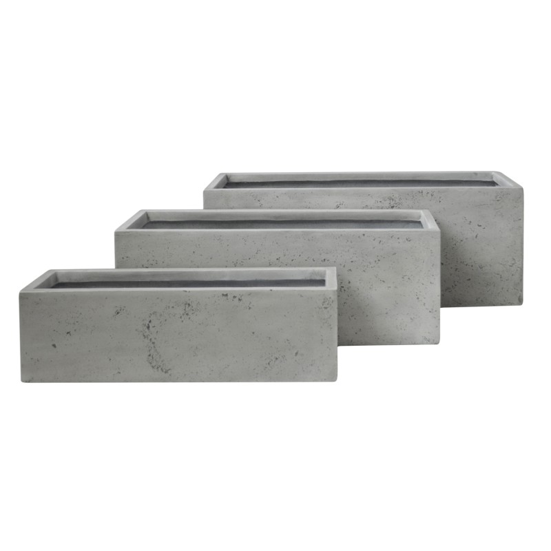GARDEN PLANTERS RECTANGULAR SET 3PCS SERIES GARDENER FK4723 FIBERCLAY IN GREY 81x30x30Hcm. GARDEN PLANTERS RECTANGULAR SET 3PCS SERIES GARDENER FK4723 FIBERCLAY IN GREY 81x30x30Hcm.