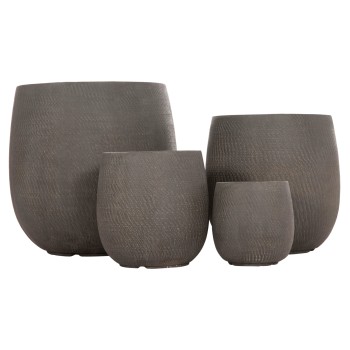 GARDEN PLANTERS ROUND SET 4PCS SERIES GARDENER FK4726 FIBERCLAY GREEN Φ52x55Hcm.