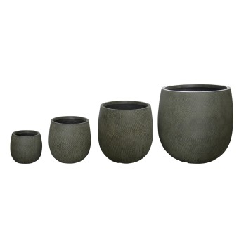 GARDEN PLANTERS ROUND SET 4PCS SERIES GARDENER FK4726 FIBERCLAY GREEN Φ52x55Hcm.