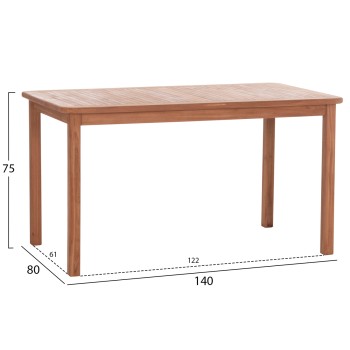 DINING TABLE RECTANGULAR PRESSCOT FK18123 TEAK WOOD--NATURAL COLOR 140x80x76Hcm.