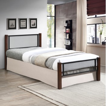 SINGLE BED RAYVEN FK689 RUBBERWOOD IN DIRTY OAK COLOR-METAL IN BLACK--FOR MATTRESS 90x190cm. SINGLE BED RAYVEN FK689 RUBBERWOOD IN DIRTY OAK COLOR-METAL IN BLACK--FOR MATTRESS 90x190cm.