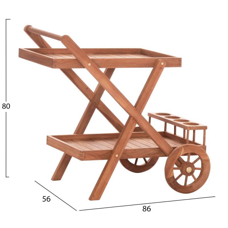 SERVING TROLLEY ALFRED FK4579 TEAK WOOD IN NATURAL COLOR 86x56x80Hcm. SERVING TROLLEY ALFRED FK4579 TEAK WOOD IN NATURAL COLOR 86x56x80Hcm.