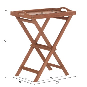 SERVING TRAY ON FOLDABLE STAND BARNABY FK4580 TEAK WOOD IN NATURAL COLOR 63x40x77Hcm SERVING TRAY ON FOLDABLE STAND BARNABY FK4580 TEAK WOOD IN NATURAL COLOR 63x40x77Hcm