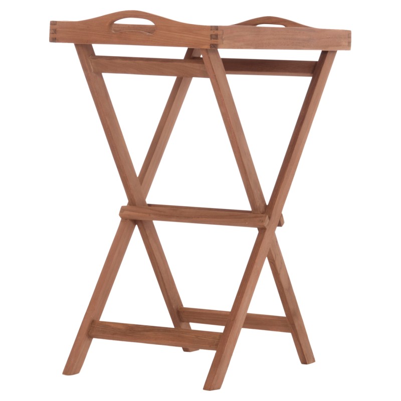 SERVING TRAY ON FOLDABLE STAND BARNABY FK4580 TEAK WOOD IN NATURAL COLOR 63x40x77Hcm SERVING TRAY ON FOLDABLE STAND BARNABY FK4580 TEAK WOOD IN NATURAL COLOR 63x40x77Hcm