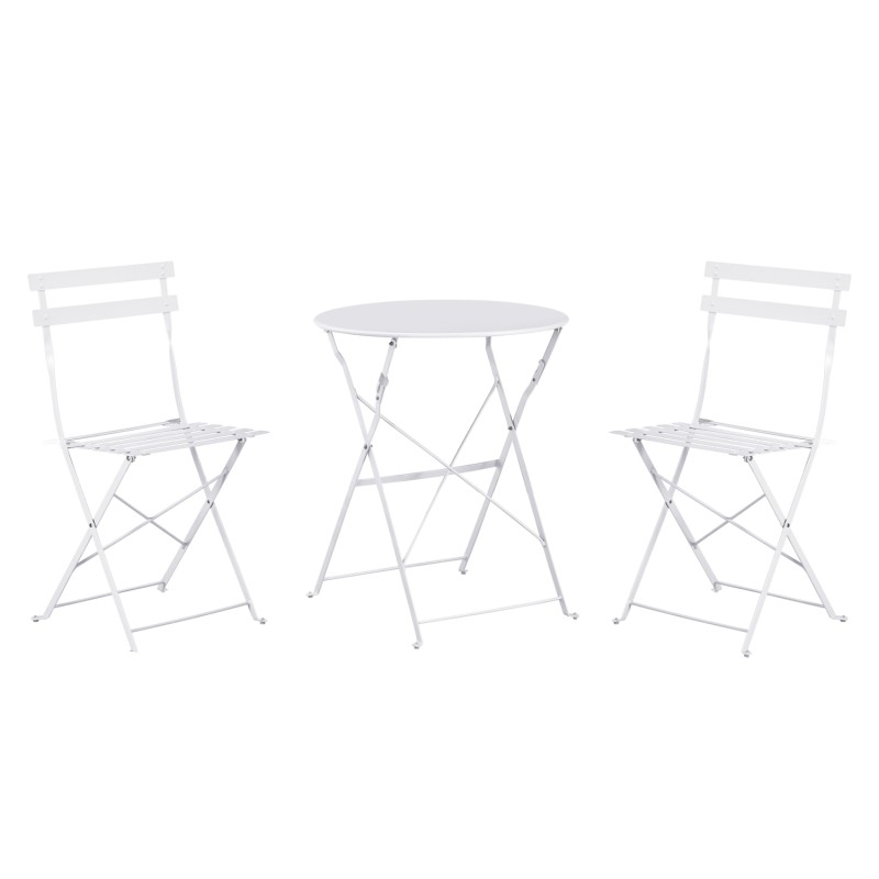 DINING SET 3PCS FOLDABLE SOPHIE FK21118.01 METALLIC IN WHITE COLOR DINING SET 3PCS FOLDABLE SOPHIE FK21118.01 METALLIC IN WHITE COLOR