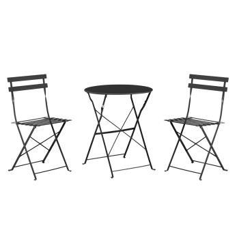 DINING SET 3PCS FOLDABLE SOPHIE FK21118.02 METALLIC IN BLACK COLOR