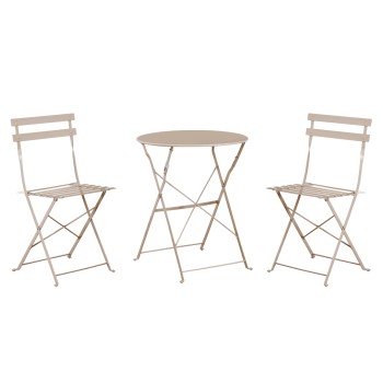 DINING SET 3PCS FOLDABLE SOPHIE FK21118.04 METALLIC IN CAPPUCCINO COLOR