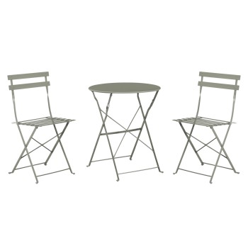 DINING SET 3PCS FOLDABLE SOPHIE FK21118.05 METALLIC IN DARK OLIVE COLOR