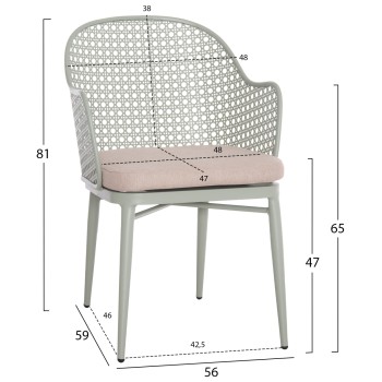 OUTDOOR LOUNGE SET 3PCS OREGO FK21107.06 ALUMINUM & METAL IN PISTACHIO GREEN COLOR OUTDOOR LOUNGE SET 3PCS OREGO FK21107.06 ALUMINUM & METAL IN PISTACHIO GREEN COLOR