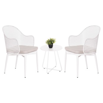 OUTDOOR LOUNGE SET 3PCS OREGO FK21107.02 ALUMINUM & METAL IN WHITE COLOR