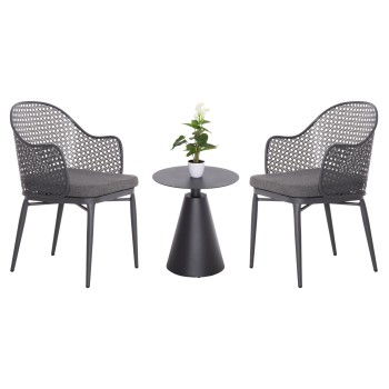 OUTDOOR LOUNGE SET 3PCS OREGO FK21106.01 ALUMINUM IN DARK GREY COLOR