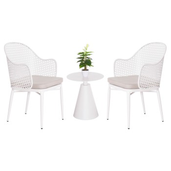 OUTDOOR LOUNGE SET 3PCS OREGO FK21106.02 ALUMINUM IN WHITE COLOR