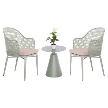 OUTDOOR LOUNGE SET 3PCS OREGO FK21106.06 ALUMINUM IN PISTACHIO GREEN COLOR