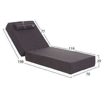 SUNLOUNGER CUSHION KIHEI FK21094.03 OLEFIN IN DARK GREY WITH FOAM FILLING 198x70x20Hcm. SUNLOUNGER CUSHION KIHEI FK21094.03 OLEFIN IN DARK GREY WITH FOAM FILLING 198x70x20Hcm.