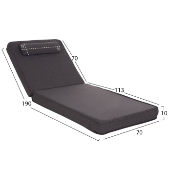 SUNLOUNGER CUSHION AKINO FK21095.02 OLEFIN IN DARK GREY WITH FOAM FILLING 190x70x10Hcm. SUNLOUNGER CUSHION AKINO FK21095.02 OLEFIN IN DARK GREY WITH FOAM FILLING 190x70x10Hcm.