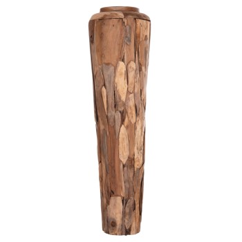 DECORATIVE FLOOR VASE ZEMLI FK18299 RECYCLED TEAK WOOD PIECES IN NATURAL COLOR Φ43x152Hcm.