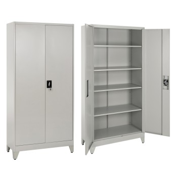WARDROBE METALLIC DURON FK12001 2-LEAF WITH 5 STORAGE SPACES & LEGS-GREY 90Χ40Χ190Hcm.