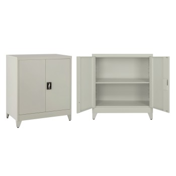 CLOSET METALLIC DURON FK11999 2-LEAF WITH 2 STORAGE SPACES & LEGS-GREY 90Χ40Χ100Hcm.