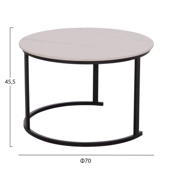 COFFEE TABLES 2PCS SET TALOS FK18140.01 WHITE MARBLE LOOK CERAMIC TOP Φ70x45.5Hcm. COFFEE TABLES 2PCS SET TALOS FK18140.01 WHITE MARBLE LOOK CERAMIC TOP Φ70x45.5Hcm.