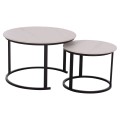 COFFEE TABLES 2PCS SET TALOS FK18140.01 WHITE MARBLE LOOK CERAMIC TOP Φ70x45.5Hcm. COFFEE TABLES 2PCS SET TALOS FK18140.01 WHITE MARBLE LOOK CERAMIC TOP Φ70x45.5Hcm.