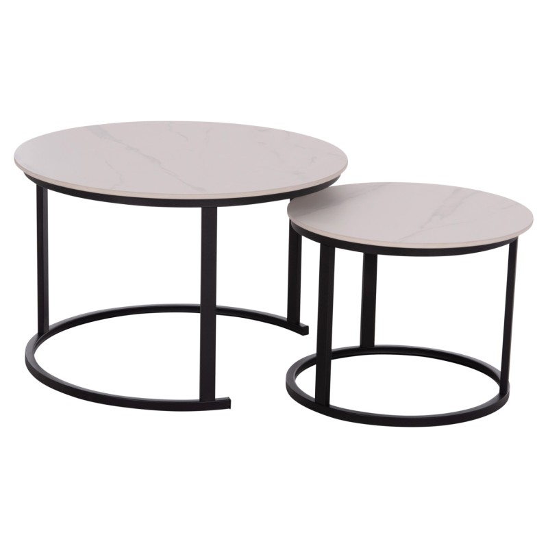 COFFEE TABLES 2PCS SET TALOS FK18140.01 WHITE MARBLE LOOK CERAMIC TOP Φ70x45.5Hcm. COFFEE TABLES 2PCS SET TALOS FK18140.01 WHITE MARBLE LOOK CERAMIC TOP Φ70x45.5Hcm.