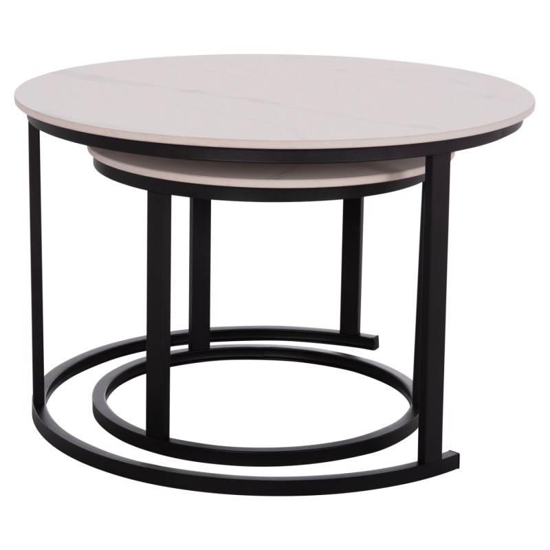 COFFEE TABLES 2PCS SET TALOS FK18140.01 WHITE MARBLE LOOK CERAMIC TOP Φ70x45.5Hcm. COFFEE TABLES 2PCS SET TALOS FK18140.01 WHITE MARBLE LOOK CERAMIC TOP Φ70x45.5Hcm.